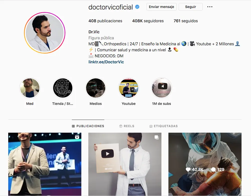 perfil de instagram medico